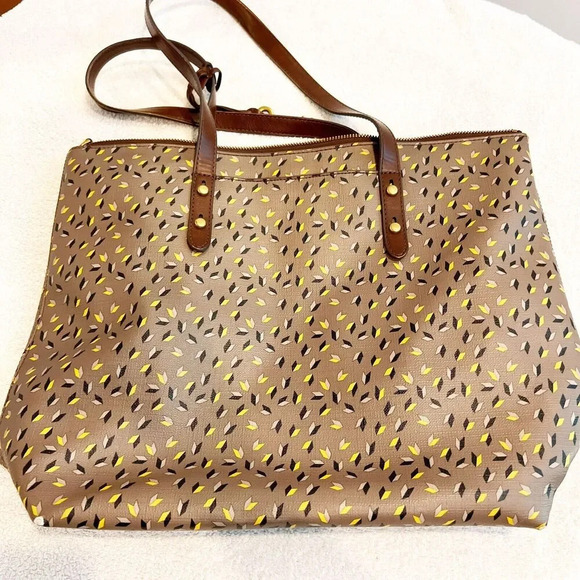 Fossil Jenna PVC Tote Bag Double Handle Key Accent Medium Zipper Shoulder Bag - Picture 3 of 16